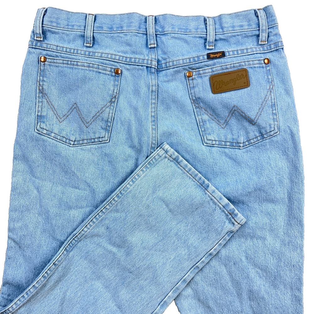 Wrangler Jeans Men 34x30 Slim Fit Cowboy Cut 936 Light Wash Denim Western Adult